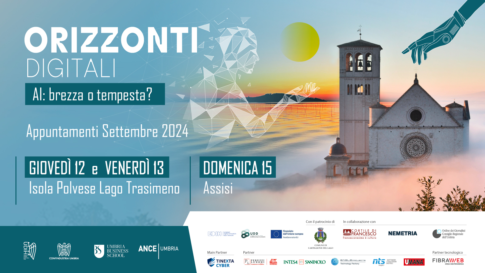 Al via la seconda edizione di “Orizzonti Digitali”: il 12, 13 e 15 settembre all’Isola Polvese e ad Assisi il Forum sull’Intelligenza Artificiale